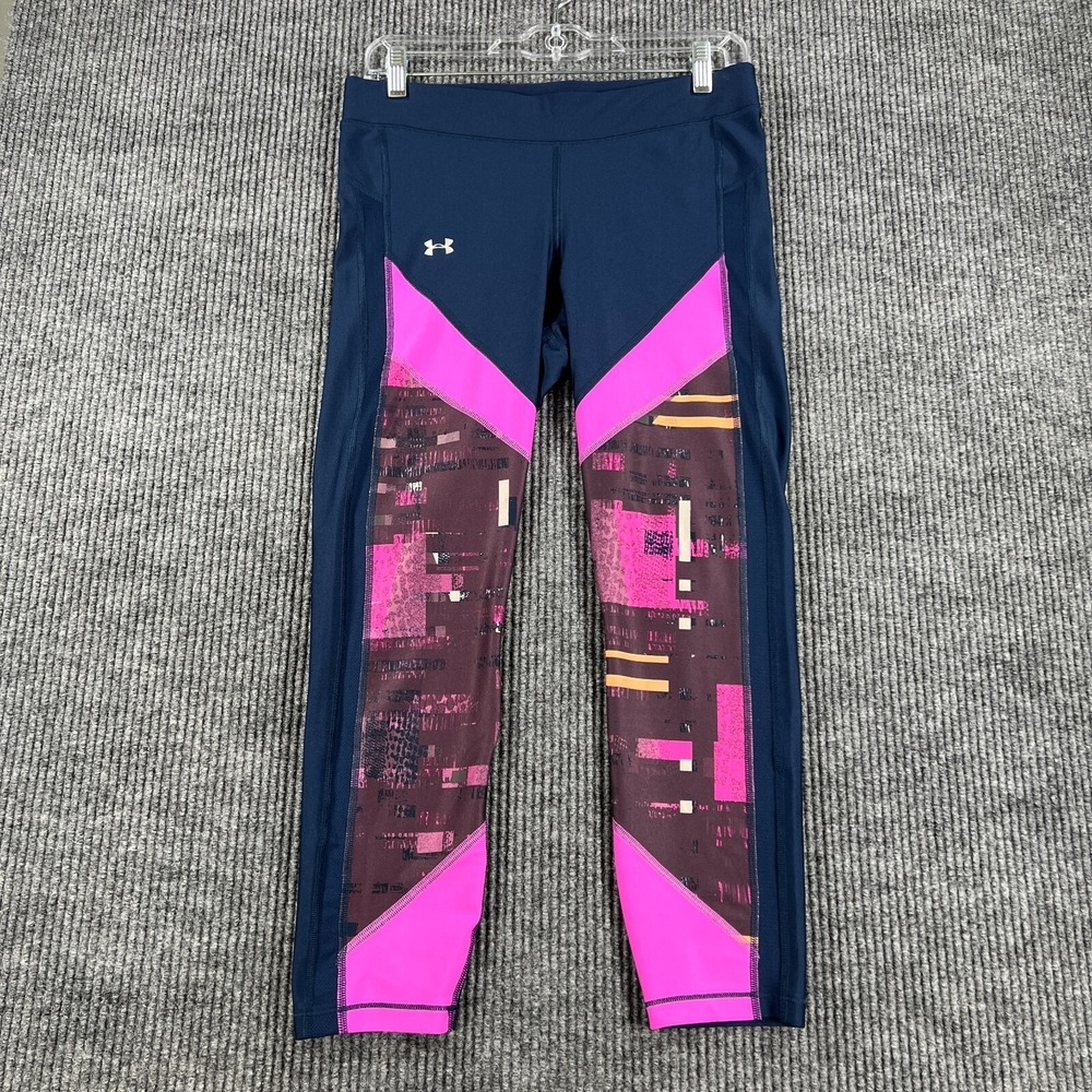 Under Armour Leggings Womens Large Blue Purple Compression‎ Heat Gear Training